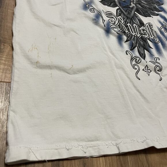 Affliction Signature Georges St Rush White T-Shirt Y2K Distressed Men 2XL STAINS - Picture 5 of 16